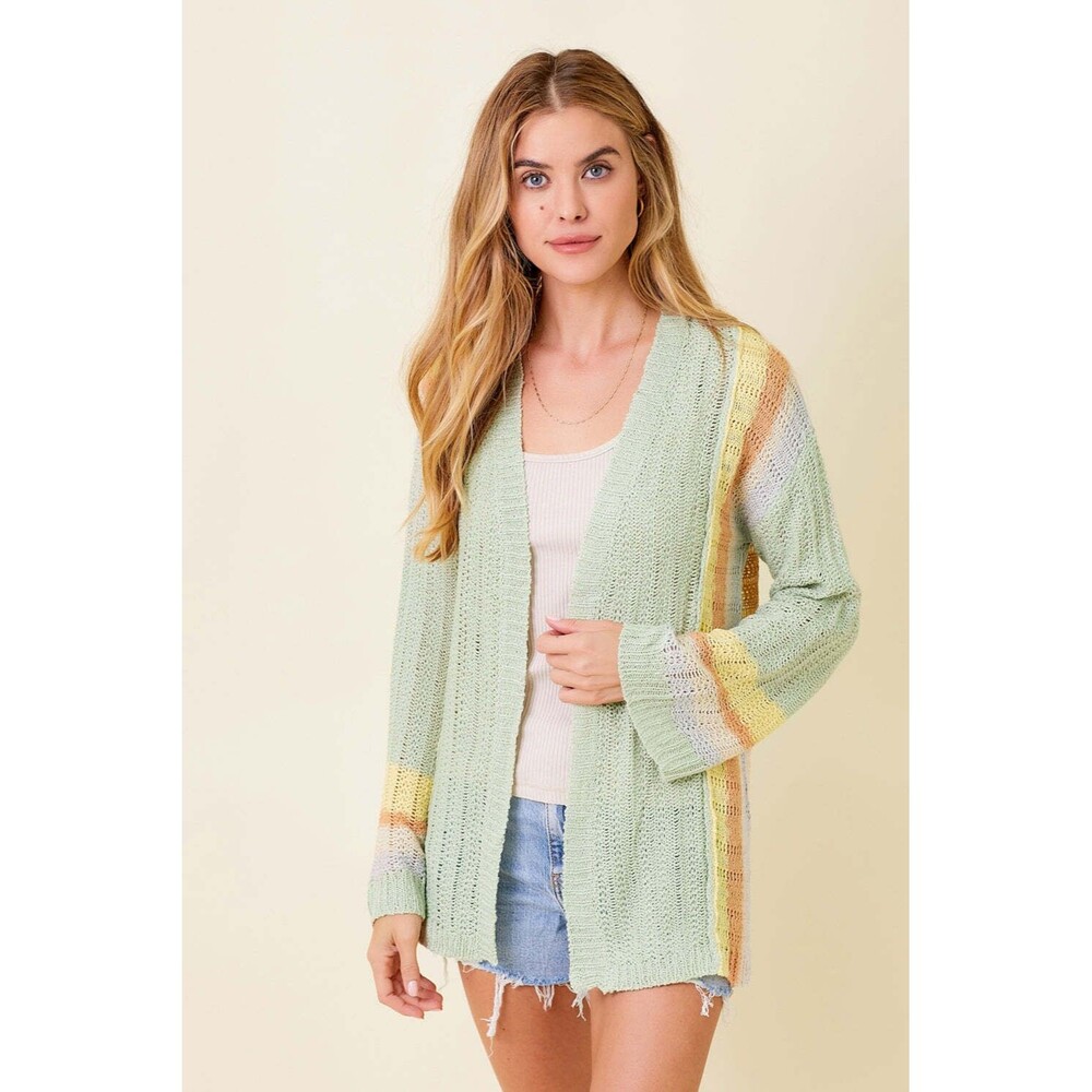 Mystree Whitney Colorblock Open Cardigan - NWT
